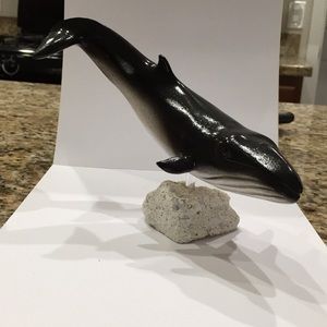 Minke Whale figurine on coral base, signed